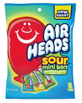 (S6-03) Bundle - US - Airheads Assorted SOUR Mini Bars Peg Bag - 3oz x 3 Units