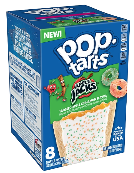 (S2-07)  US - Cool - Pop Tarts - Apple Jacks (8 Toasters) 13.50oz (384g) x 1 Box (Boxes with minor damage due to shipping)