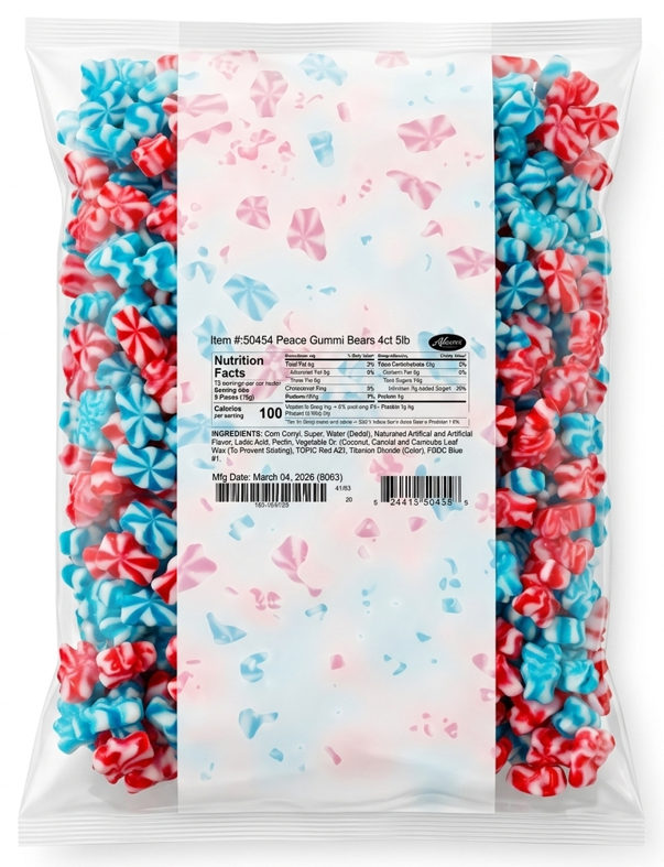 (S3-02) Bulk - Albanese - Peace Gummi Bears Firecracker Popsicle Fruit Flavor 5 lb (2.27KG) X 1 Bag