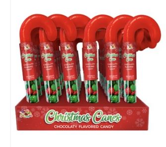 (S8-06) XMAS - ALBERT CHOCOLATEY LENTIL FILLED CHRISTMAS CANE 1.5oz(42g) x24 Units