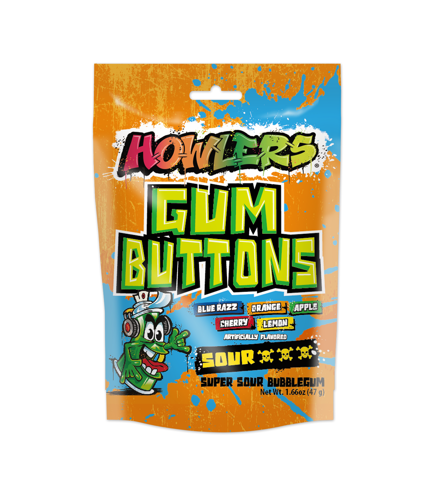 (S6-03) CHINA - Alberts Howlers Sour Gum Buttons 1.66oz(47g) x 12 Units
