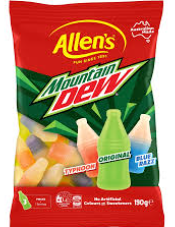 (S6-14) Australian - ALLENS - Mountain Dew Bottles 190g x 12 Units