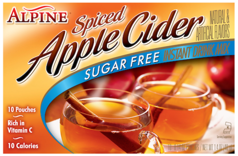 (S6-06) US - Drink Mix - Alpine - Sugar Free Apple Cider (10-Pack) 1.4oz (40g) x 12 units