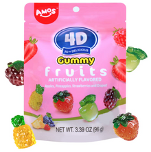 (S6-07) Amos 4D Gummy - Fruit Gummies with Juice - Peg 3.39oz (96g) x 12 Bags