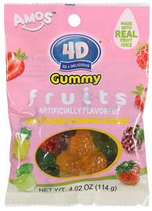 (S6-07) Amos 4D Gummy - Mixed Fruits Gummy - Peg 4.02oz x 24 Bags