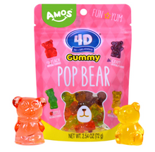 (S6-07) Amos 4D Gummy Bears - Bears with REAL Lemon Grape Apple Juice - Peg 2.54oz (72g) x 12 Bags