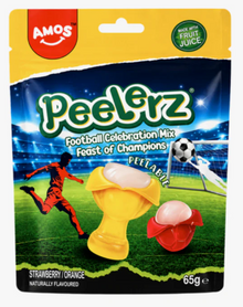 (S6-07) AMOS Peelerz - Football Celebration Strawberry and Orange 65g x 24 Units