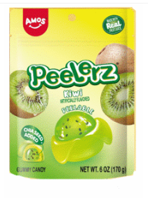 (S6-06) Amos Peelerz Gummy Sub Bag - Kiwi 6oz(170g) x 12 Units