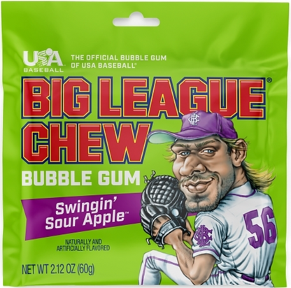(S1-05) Box - US - Big League Chew Apple  2.12oz(60g) x 12 Units