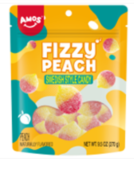 (S6-07) Amos Swedish Sub Bag - Fizzy Peach 9.5oz (269g) x 12 Units