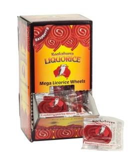 AUSTRALIAN KOOKABURRA - BAG - MEGA Strawberry Licorice WHEEL 1 OZ X 60 units