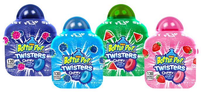 (S1-06) TUNISIA - Bazooka Baby Bottle Pop Twisters 2.7oz (99g) x 8 Units
