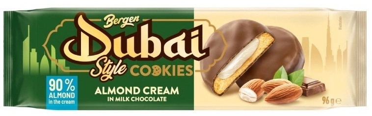 (S7-08) Bergen Dubai Style - Almond Creme Cookie 96g x 15 Units