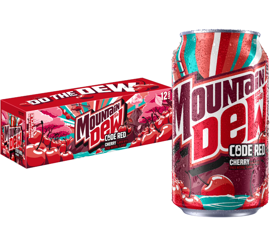 (S5-09) Beverage - MOUNTAIN DEW - Code Red Cherry 355ml x 12 Units (Buyer is responsible if drinks may leak during shipping and weather)