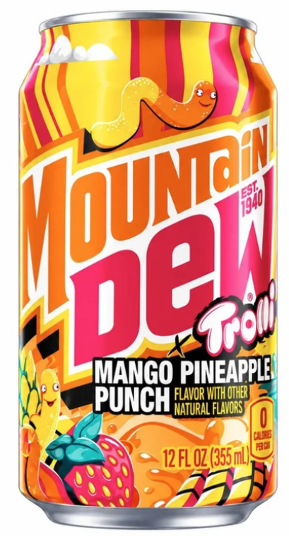 (S5-09) Beverage - Mountain Dew - Trolli Mango-Pineapple 330ml x 12 Units (Buyer is responsible if drinks may leak during shipping and weather)