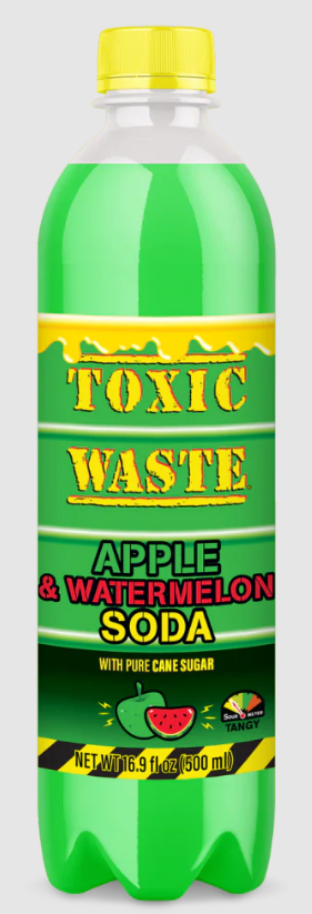 (S5-09) Beverage - Toxic Waste Soda - Apple and Watermelon 16.9 fl oz (500ml) x 12 Units