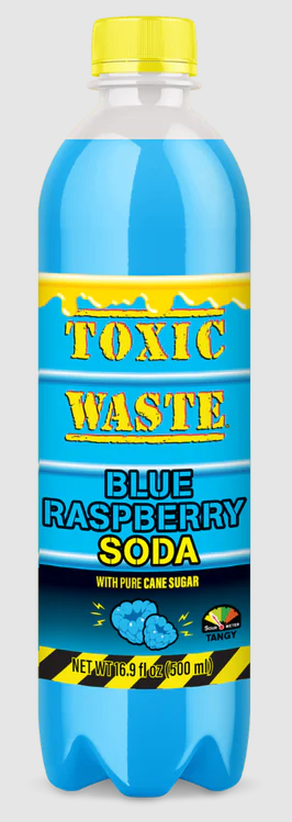 (S5-09) Beverage - Toxic Waste Soda - Sour Blue Raspberry 16.9 fl oz (500ml) x 12 Units