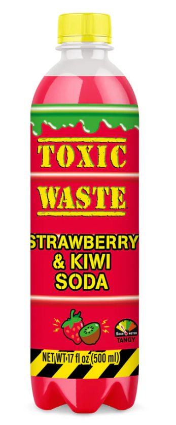 (S5-09) Beverage - Toxic Waste Soda - Strawberry and Kiwi 16.9 fl oz (500ml) x 12 Units