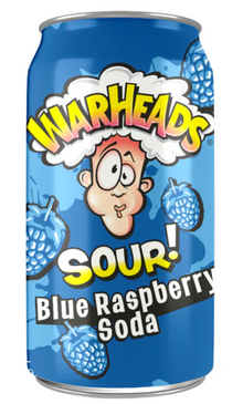 (S5-02) US - BEVERAGE - Warheads Sour Soda - BLUE RASPBERRY 355ml x 12 Units (Buyer is responsible if drinks may leak during shipping and weather)