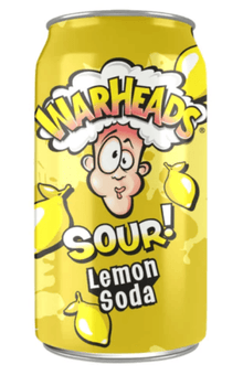 (S5-02) US - BEVERAGE - Warheads Sour Soda - LEMON 355ml  (355g) x 1 Unit   (Buyer is responsible if drinks may leak during shipping and weather)