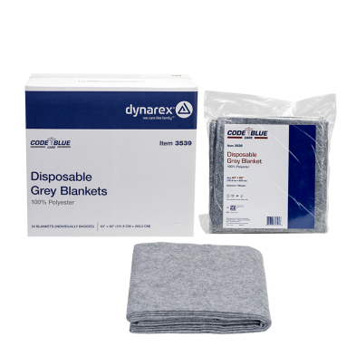 1 Unit x Dynarex Code Blue Care Disposable Grey Blanket - 100% Polyester ( Size: 40" x 80" )