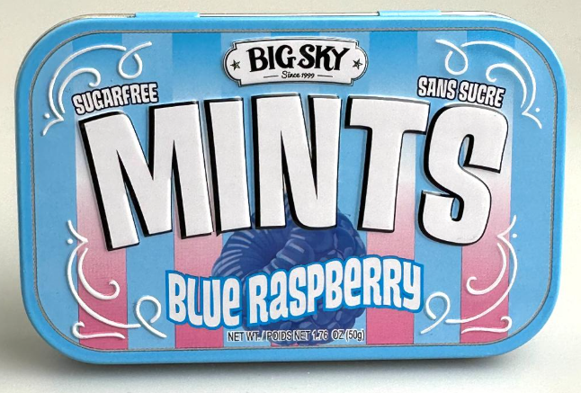 (S2-04) Box - Canada - Big Sky - Sugar Free Mints - Blue Raspberry Flavour 50g x 6 units