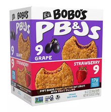 (S1-01) Us -  Bobo's PB&J Oat Snacks Variety Pack, 2.1oz (60g) x 18 Units (9 Units each of  grape and strawberry bars )