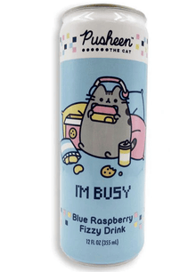 (S5-09) BEVERAGE - BOSTON AMERICA - Fizzy Pop - Pusheen IM BUSY - Blue Raspberry Flavour 355ml x 12 units (Buyer is responsible if drinks may leak during shipping and weather) - SugarMarket.ca