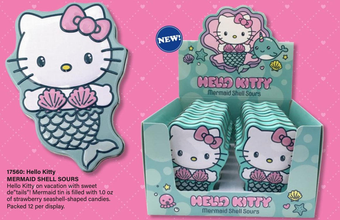BOSTON AMERICA - HELLO KITTY MERMAID SHELL SOURS CANDY TIN  X 12 UNITS