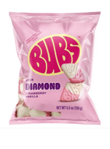 Box - BUBS Peg Bag - Sour Diamond Strawberry Vanilla 5.5oz(156g) x 8 Units - SugarMarket.ca