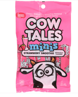 Box - Cow Tales Minis - Strawberry Smoothie Peg Bag 4oz (113g) x 9 Units - SugarMarket.ca