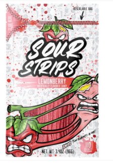 Box - Hershey SOUR STRIPS Peg Bag - DUOS Lemonberry 3.4oz (96g) X 12 Units - SugarMarket.ca