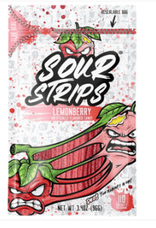 Box - Hershey SOUR STRIPS Peg Bag - DUOS Lemonberry 3.4oz (96g) X 12 Units - SugarMarket.ca