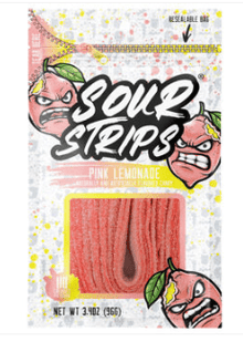Box - Hershey SOUR STRIPS Peg Bag - Pink Lemonade 3.4oz (96g) X 12 Units - SugarMarket.ca