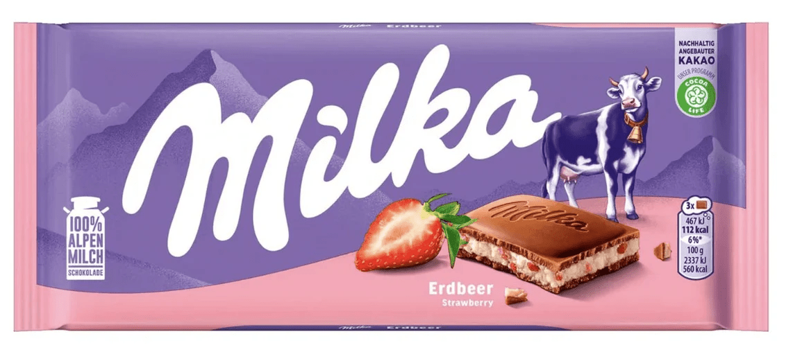 Box - Milka Strawberry Bar 100g x 22 Units - SugarMarket.ca