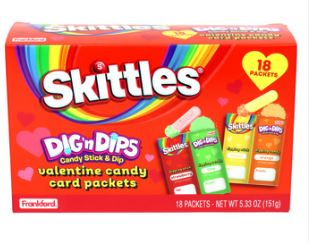 Box - Valentine - Frankford Skittles Dig N Dips 18PK - 5.33oz (151g) x 6 Boxes - SugarMarket.ca