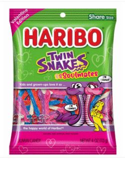 Box - Valentine - Haribo Twin Snakes Soulmates 4oz(113g) x 12 Units - SugarMarket.ca