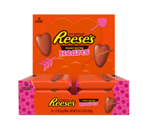 Box - Valentine - Reese Peanut Butter Heart - Standard Size 1.2oz (34g) x 36 units - SugarMarket.ca