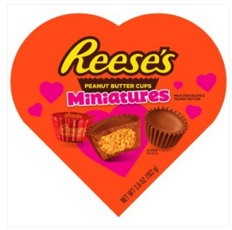 Box - Valentine - Reeses Milk Chocolate Peanut Butter Cup Miniatures Heart Box - 3.6oz (102g) x 8 Units - SugarMarket.ca