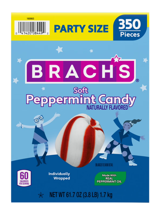 (S1-06) Brachs Soft Peppermint Candies 350 Pieces 61.7oz (1.7Kg) x 1 Unit