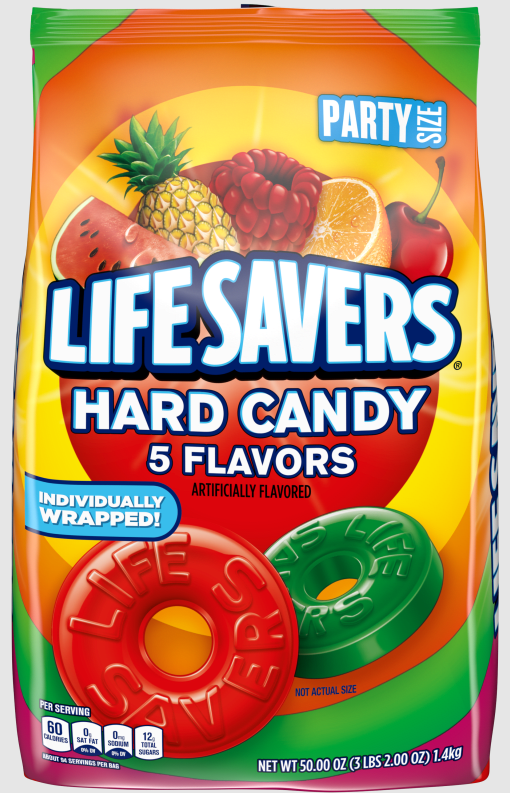 (S2-06) Bulk - LIFESAVERS - HARD CANDY-FIVE FLAVOR WRAPPED CANDY  50oz (1.4kg)  X 1 Bag