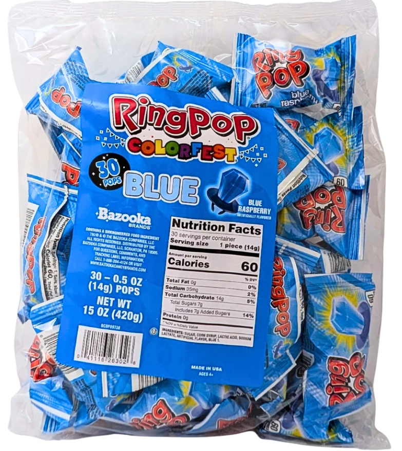 (S3-03) Bulk - Ring Pop - Blue Raspberry 0.5oz (14g) x 30 Pops