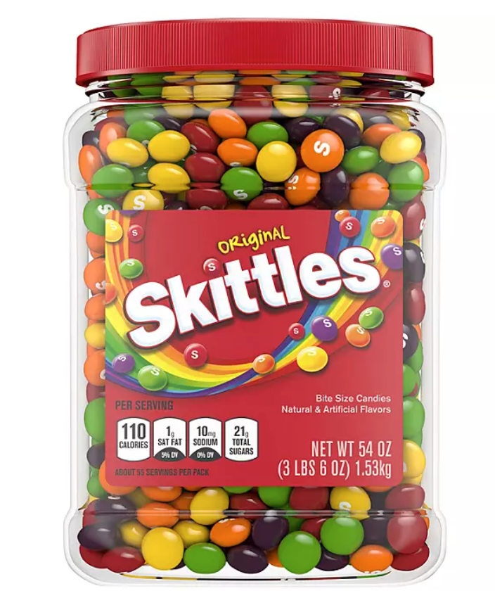 (S4-01) US -  Bulk - Skittles Original Candy Jar 54 oz. (1.53KG) x 1 Jar