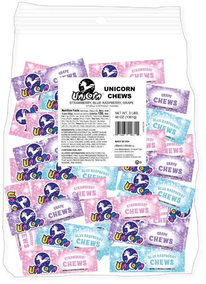 (S3-03) Bulk - Unicorn Chews Assorted 48oz (1361g) x 1 Bag