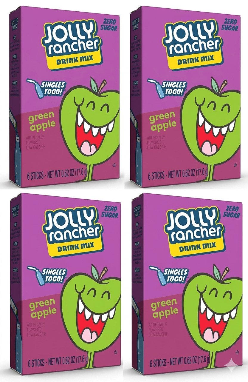 Bundle - 4 Units - Drink Mix - Zero Sugar - Jolly Rancher - Green Apple (6 Pack) - SugarMarket.ca