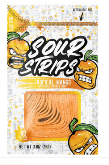 Bundle - Hershey SOUR STRIPS Peg Bag - Tropical Mango 3.4oz (96g) x 3 Units - SugarMarket.ca