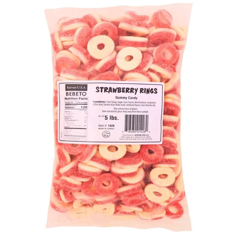 (S3-02) Turkey - Bulk - Kervan Gummy Strawberry Rings 5lb(2.27kg) x 1Bag