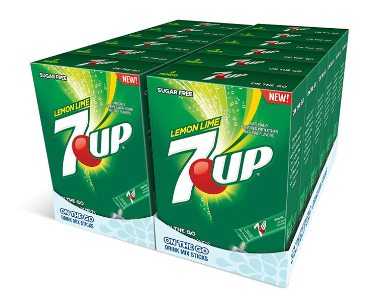 (S5-01) Box - US - Drink Mix - CASE - On the Go - 7-UP Lemon Lime Sugar Free (6 pockets) x 12 Boxes