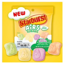 (S6-06) CASE - Starburst Airs - Tropical Sour Gummy Candy - Peg 4.3oz x 12 units