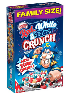 Cereal - Cap'n Crunch - Red White Blue ( 17.4oz 494g) x 1 Box (Boxes with minor damage due to shipping)